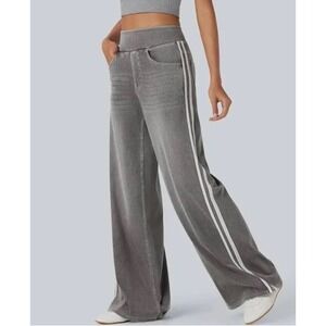 NWOT Halara High Waisted Stripe Wide Leg Jeans - Gray - Small Regular